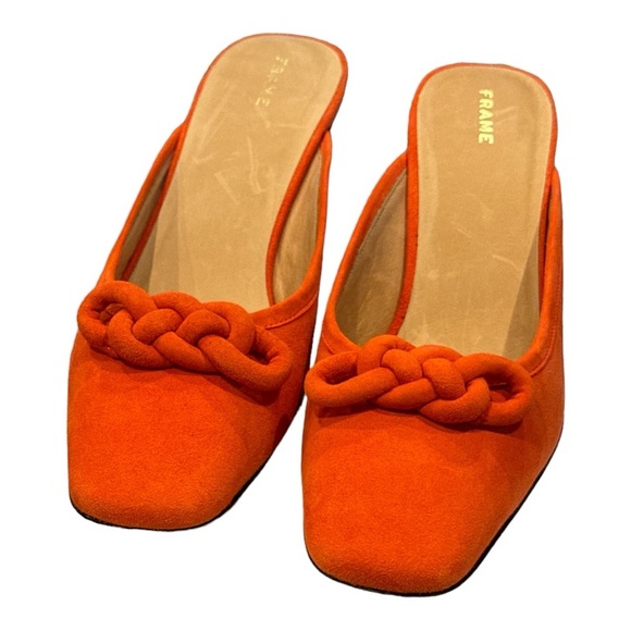 NIB Frame Demin La Isla Orange Suede Mule - EU 38 1/2 (US 8) - Picture 2 of 16